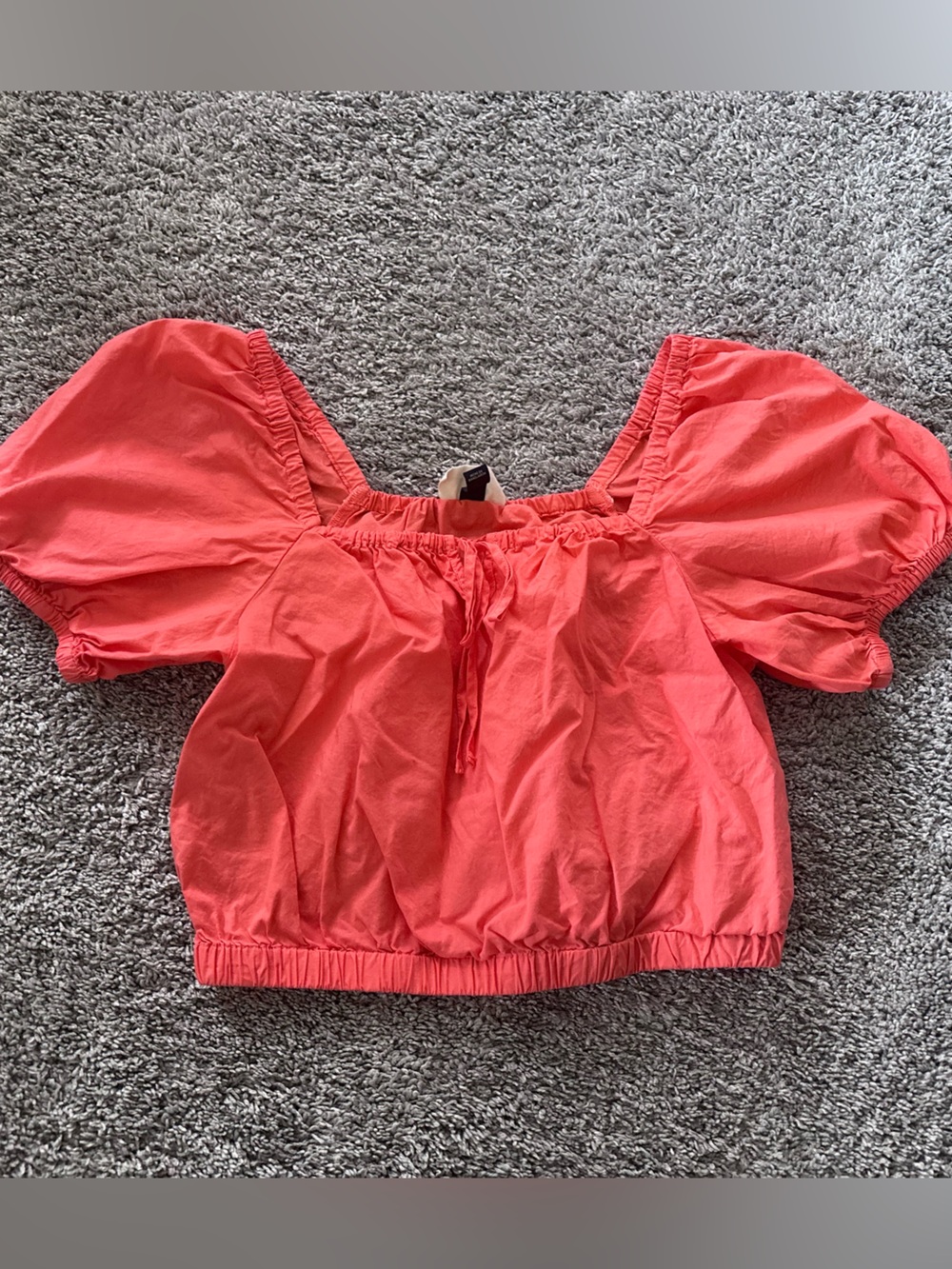 Universal Threads Coral/Orange Off-Shoulder Puff Sleeve Crop Top Womens Size XS - Picture 1 of 7